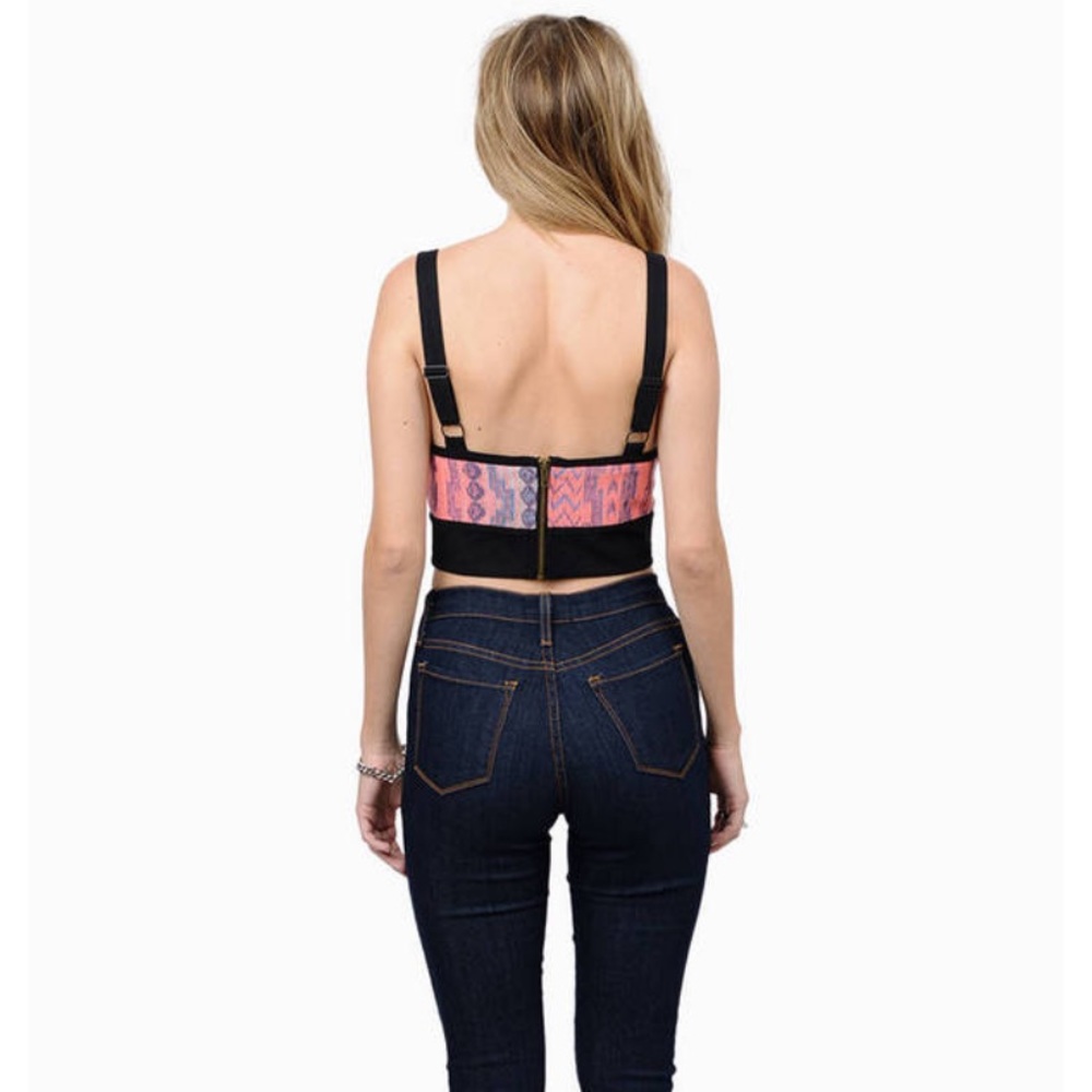 Tobi Open Front Aztec Geometric Print Crop Tank - image 3